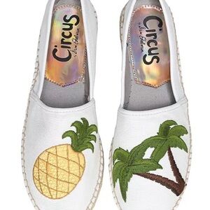 Circus by Sam Edelman White Espadrilles with Tropical Embroidery